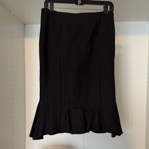 Express Black Pinstripe Ruffle-Hem Skirt